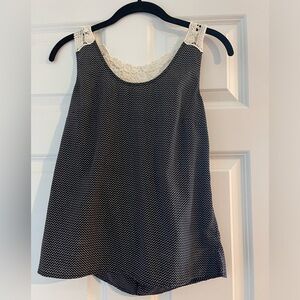 Polka dot tank with lace detail